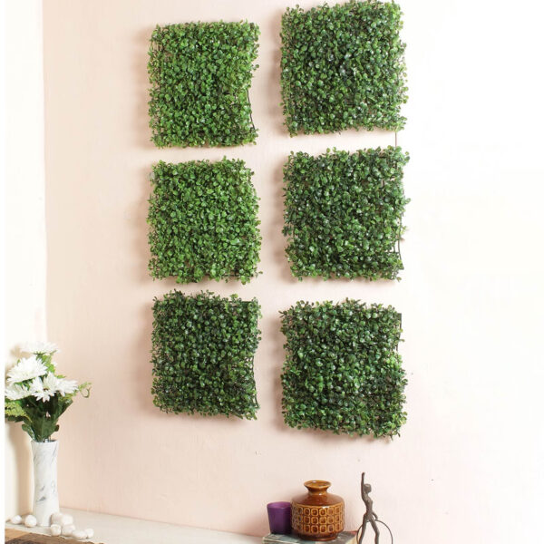 Green Green Artificial Decorative Pvc Eucalyptus Boxwood Wall Mat